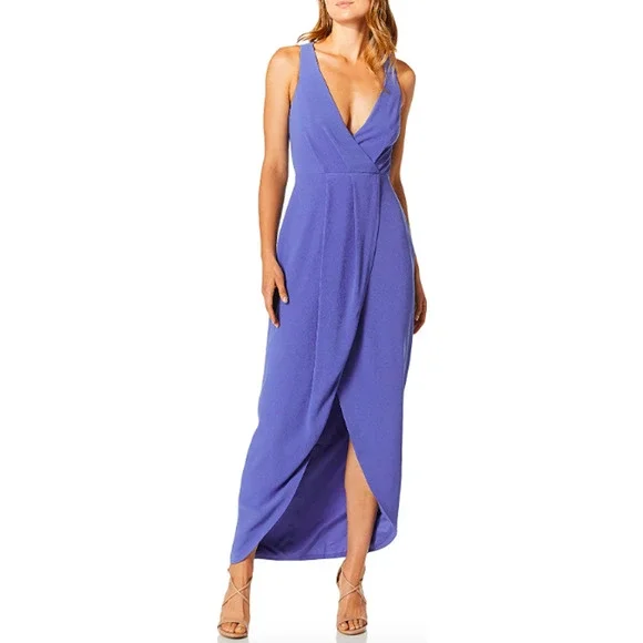 dress the population ariel Dress the Population | Dresses | Dress The Population Womens Ariel Faux  Wrap Racerback Dress Blue Xl Nwot